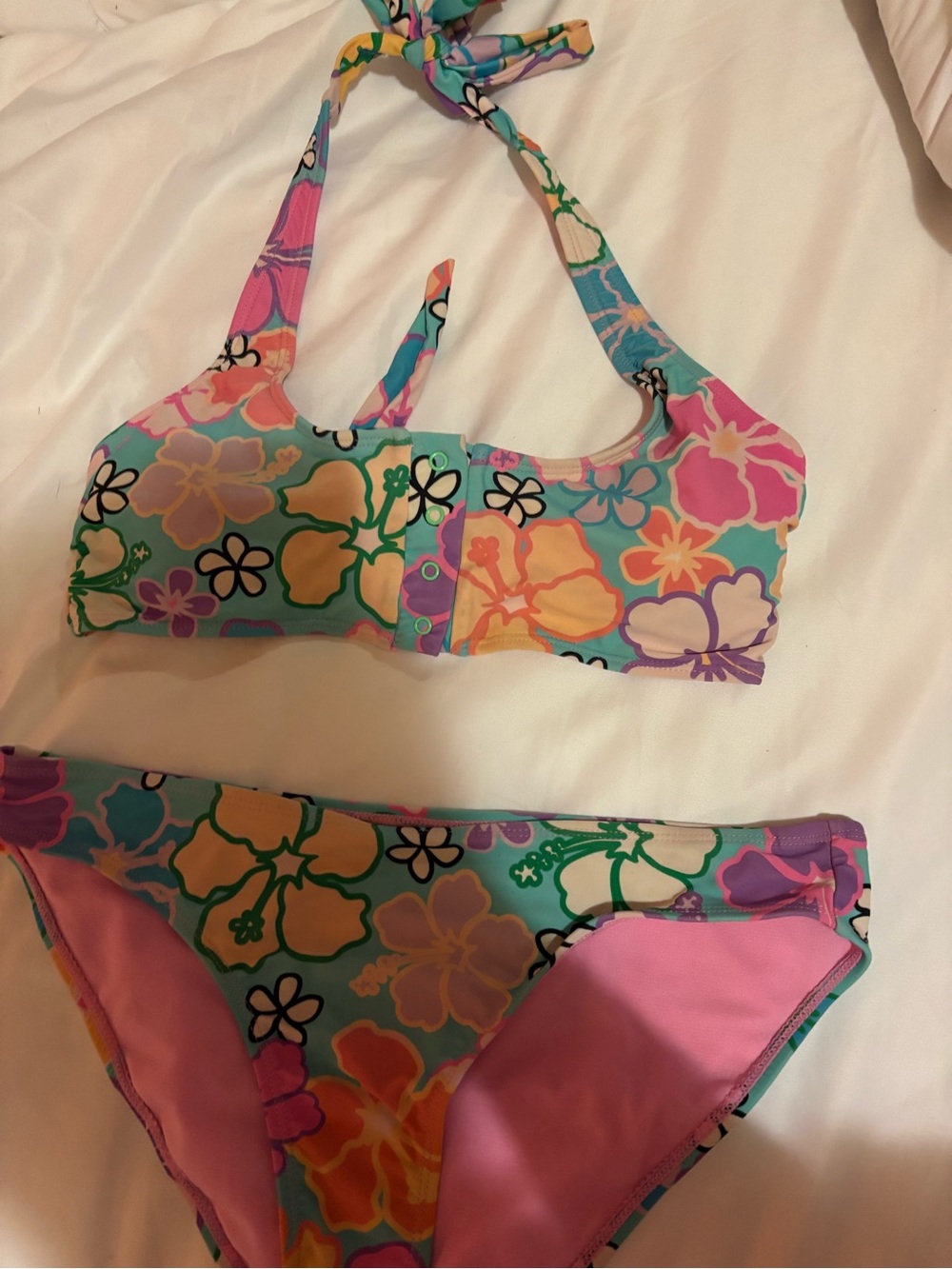 Women’s Floral Halter Bikini Top and Bottom - Multicolor